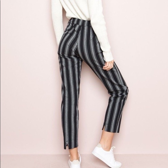 brandy melville black and white striped pants